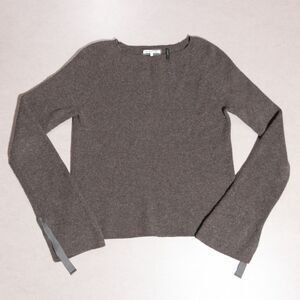 Helmut Lang Wool Cashmere Ribbed Knit Bell Sleeve Gray Sweater Women's Medium